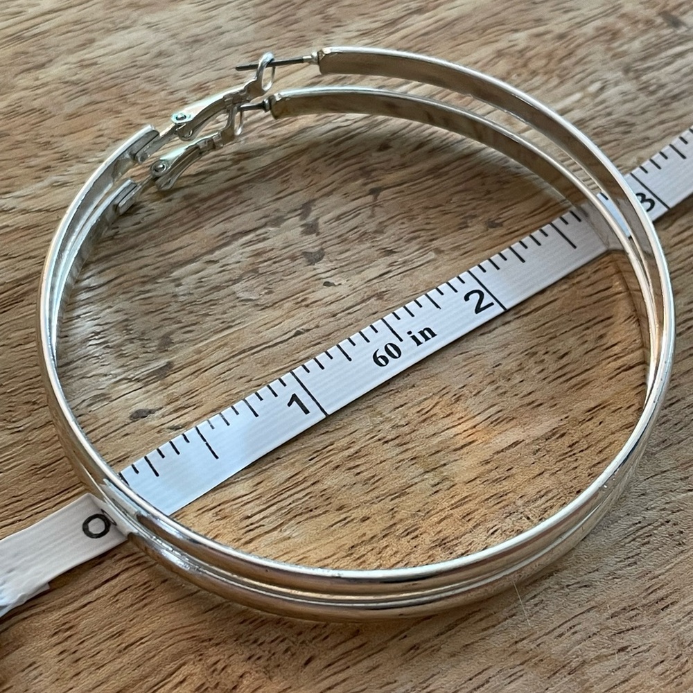 Gold, Silver, Rhinestone Hoop Earrings Set - Picture 4 of 8